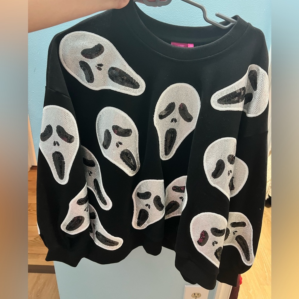 Queen of Sparkles Black Ghost Face Sweatshirt